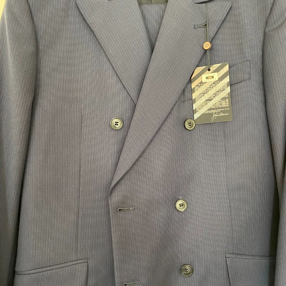 Joseph Abboud Slim Fit Super 120's Double Breasted Blue Suit